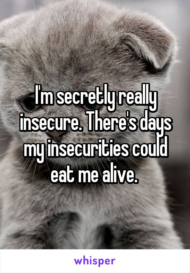 I'm secretly really insecure. There's days my insecurities could eat me alive. 