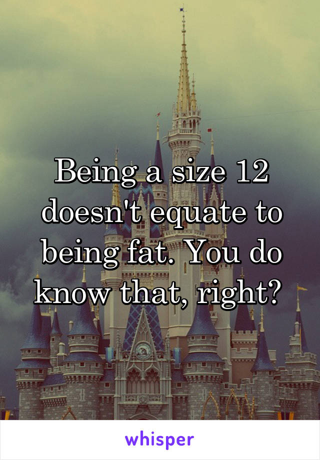 Being a size 12 doesn't equate to being fat. You do know that, right? 