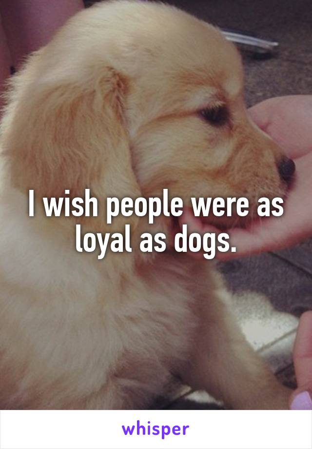 I wish people were as loyal as dogs.