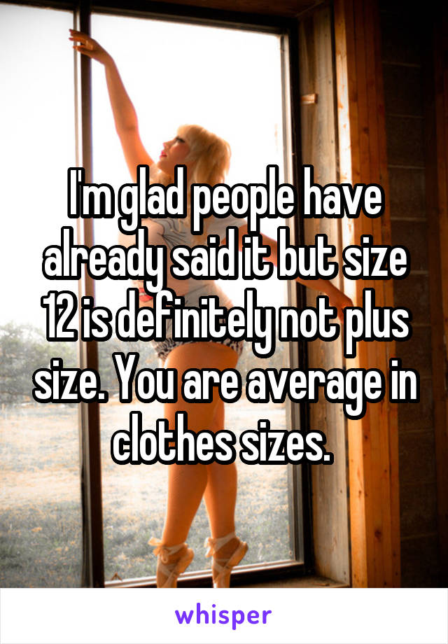 I'm glad people have already said it but size 12 is definitely not plus size. You are average in clothes sizes. 