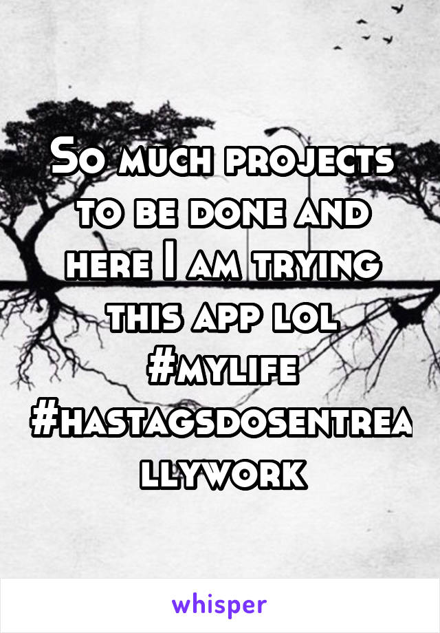 So much projects to be done and here I am trying this app lol #mylife #hastagsdosentreallywork