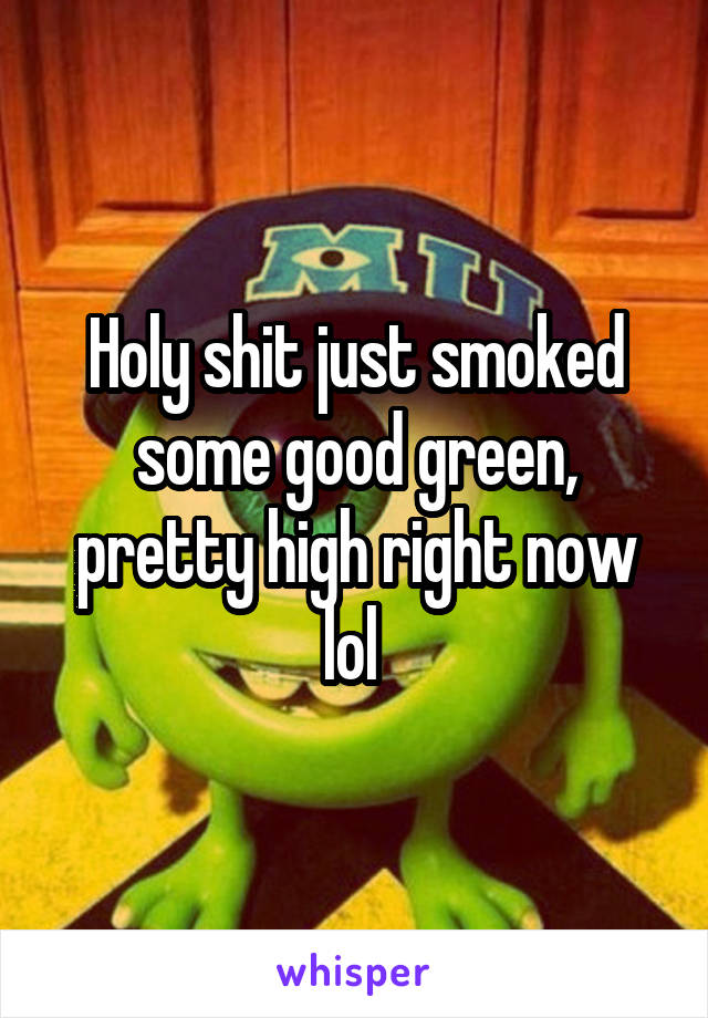 Holy shit just smoked some good green, pretty high right now lol 