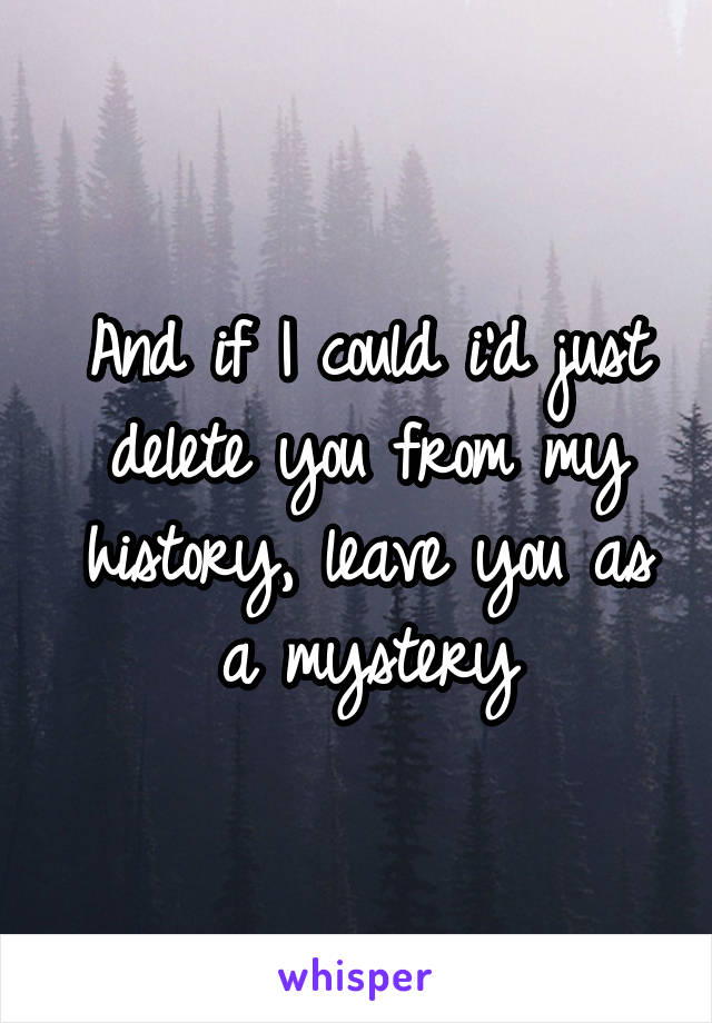 And if I could i'd just delete you from my history, leave you as a mystery