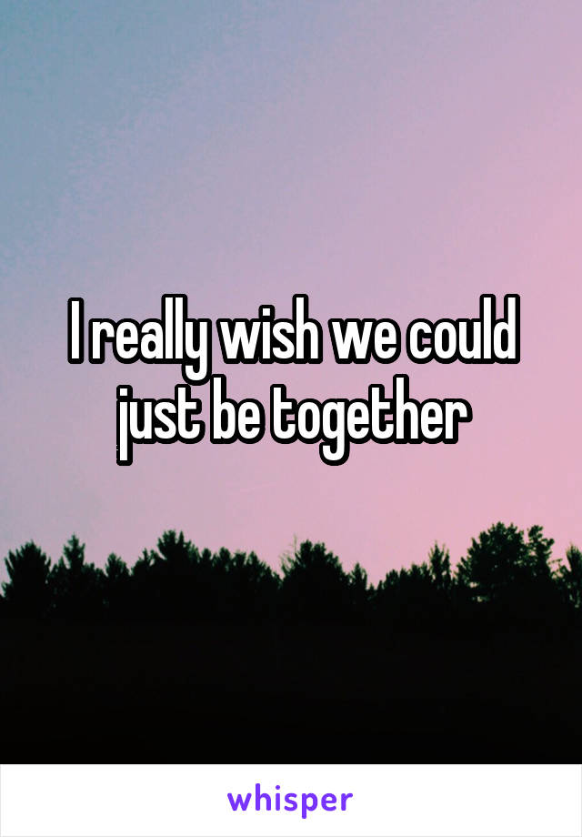 I really wish we could just be together
