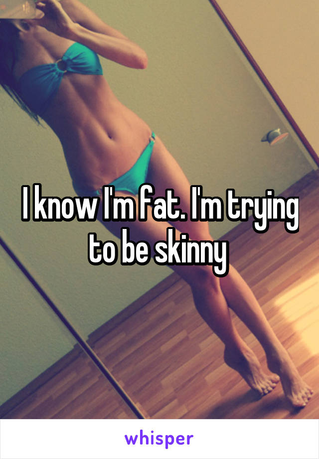 I know I'm fat. I'm trying to be skinny 