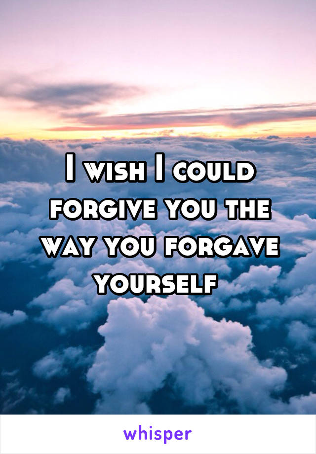 I wish I could forgive you the way you forgave yourself 