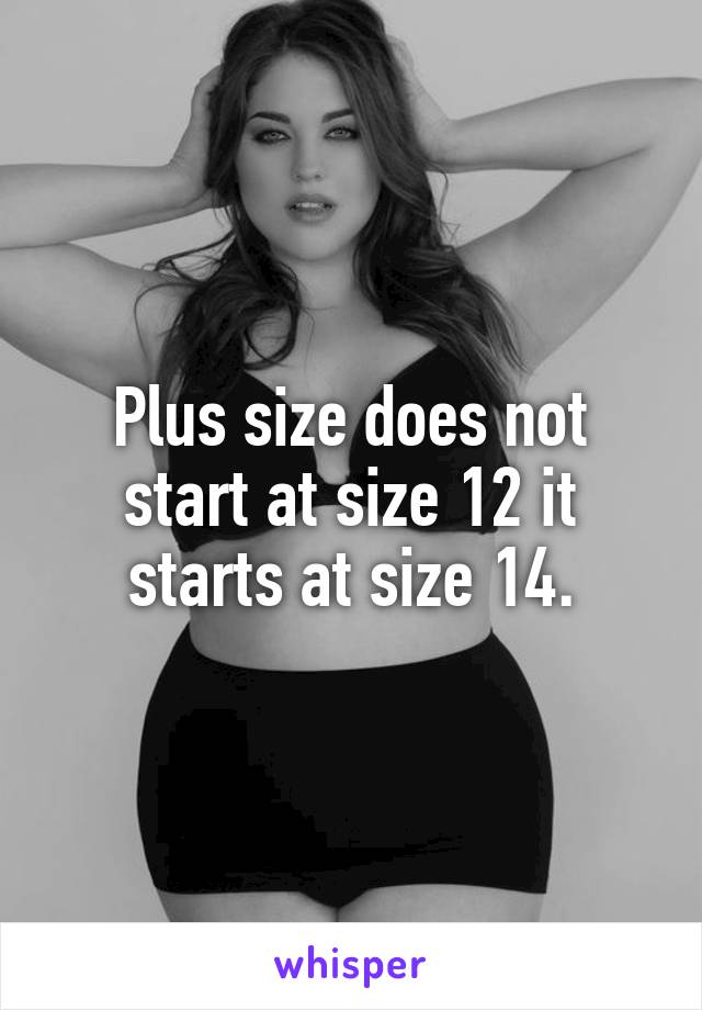 Plus size does not start at size 12 it starts at size 14.