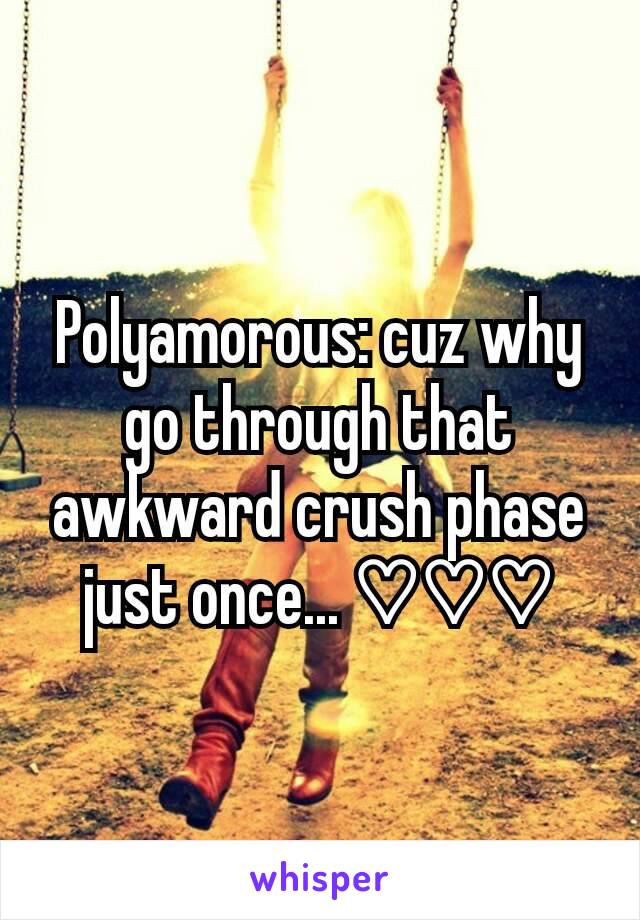 Polyamorous: cuz why go through that awkward crush phase just once... ♡♡♡