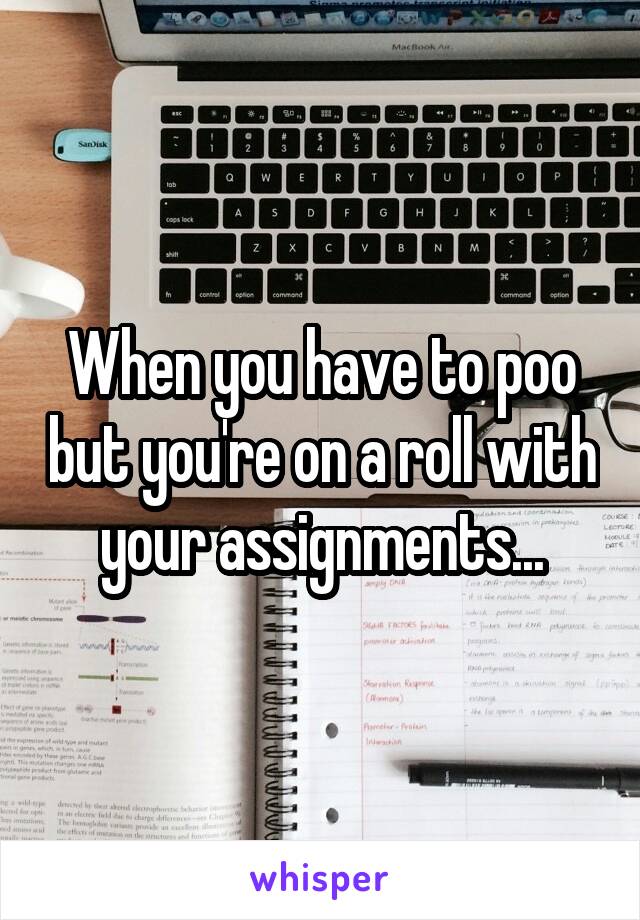 When you have to poo but you're on a roll with your assignments...