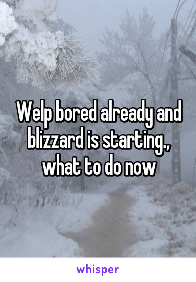 Welp bored already and blizzard is starting., what to do now