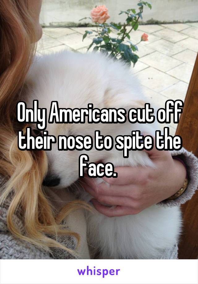 Only Americans cut off their nose to spite the face. 