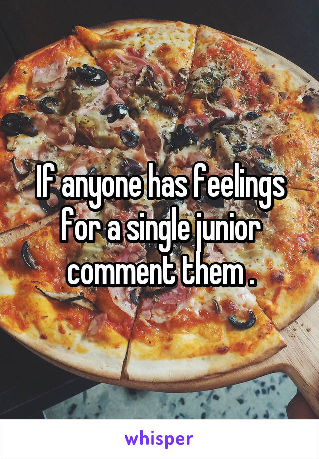 If anyone has feelings for a single junior comment them .