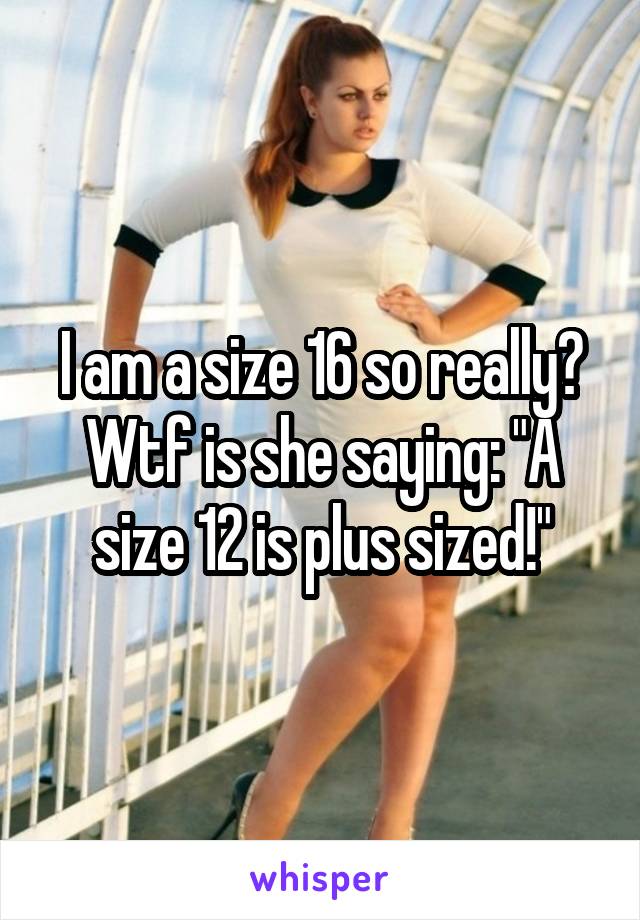 I am a size 16 so really? Wtf is she saying: "A size 12 is plus sized!"