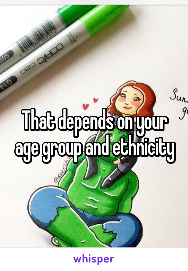 That depends on your age group and ethnicity