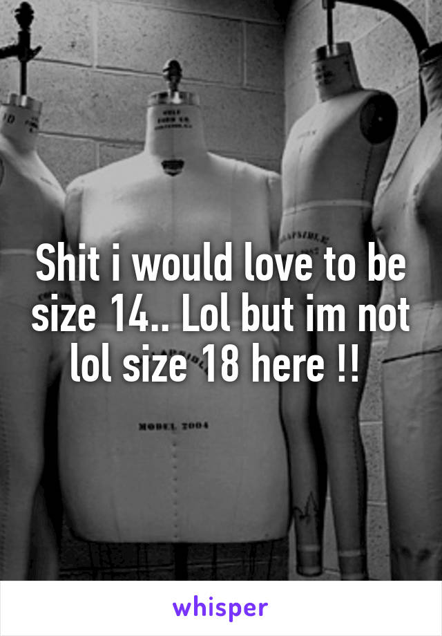 Shit i would love to be size 14.. Lol but im not lol size 18 here !! 