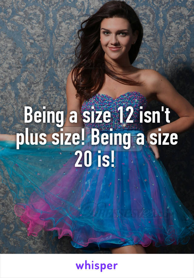 Being a size 12 isn't plus size! Being a size 20 is! 