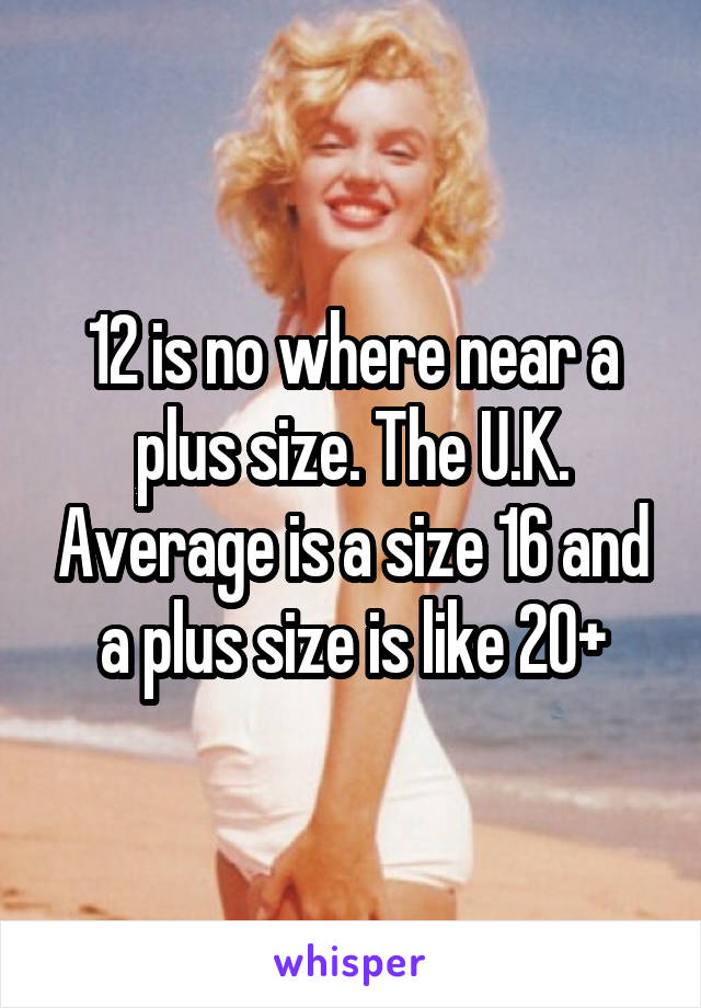 12 is no where near a plus size. The U.K. Average is a size 16 and a plus size is like 20+