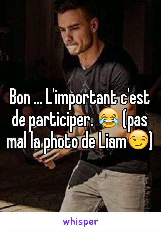 Bon ... L'important c'est de participer. 😂 (pas mal la photo de Liam😏)