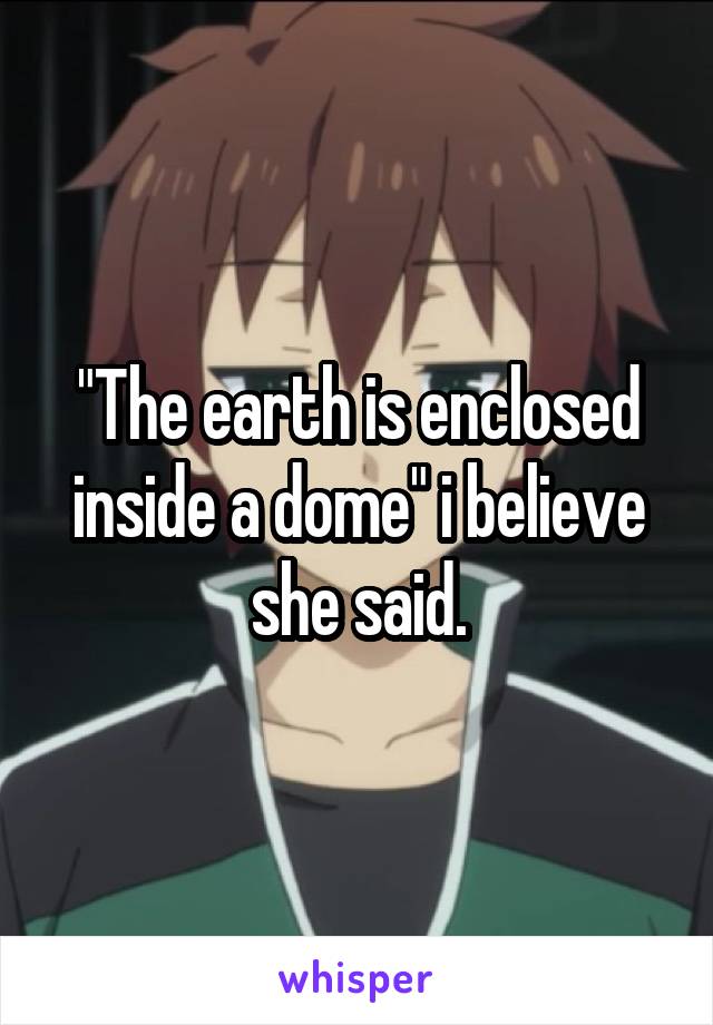 "The earth is enclosed inside a dome" i believe she said.