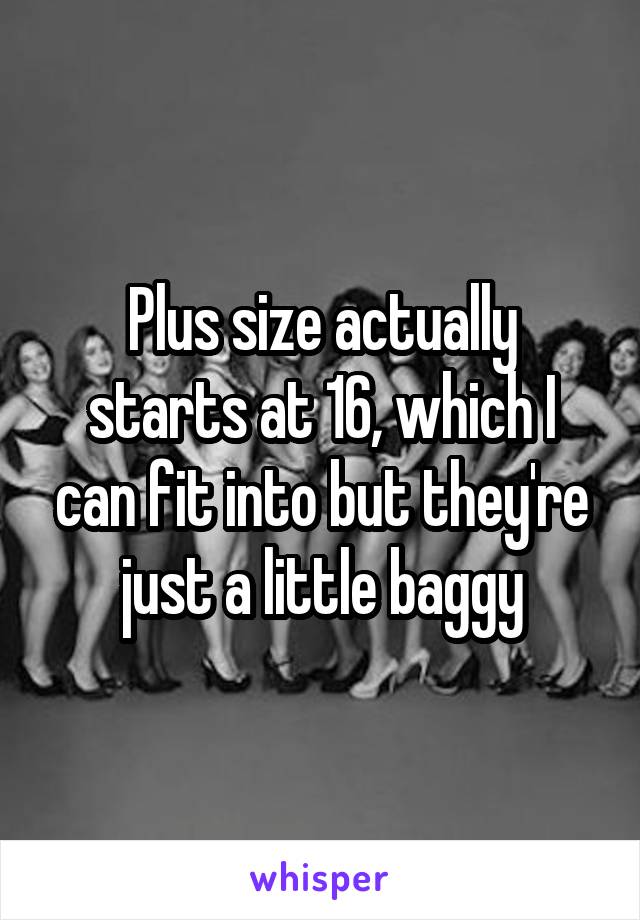 Plus size actually starts at 16, which I can fit into but they're just a little baggy