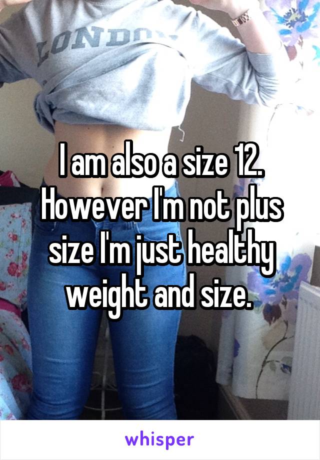 I am also a size 12. However I'm not plus size I'm just healthy weight and size. 