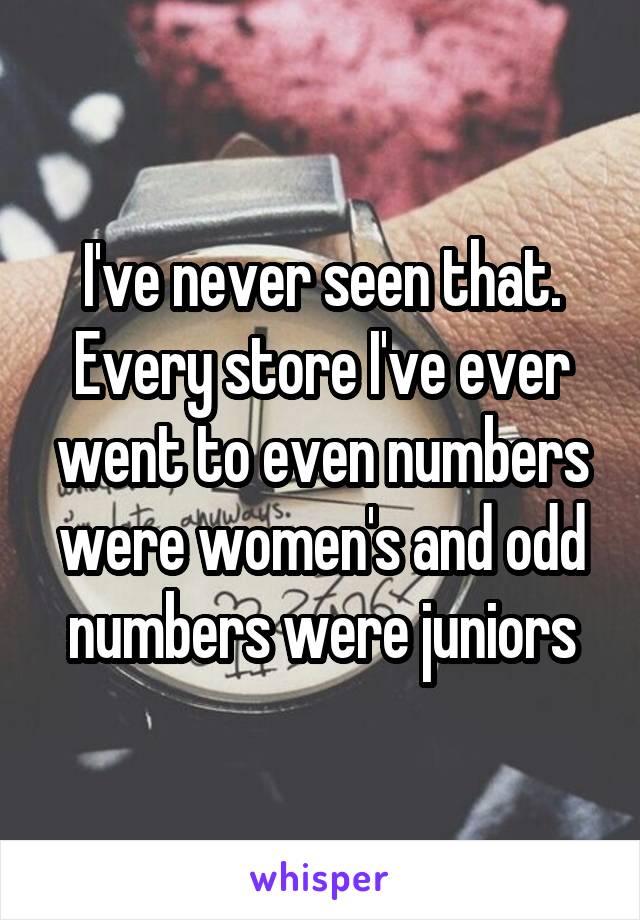 I've never seen that. Every store I've ever went to even numbers were women's and odd numbers were juniors