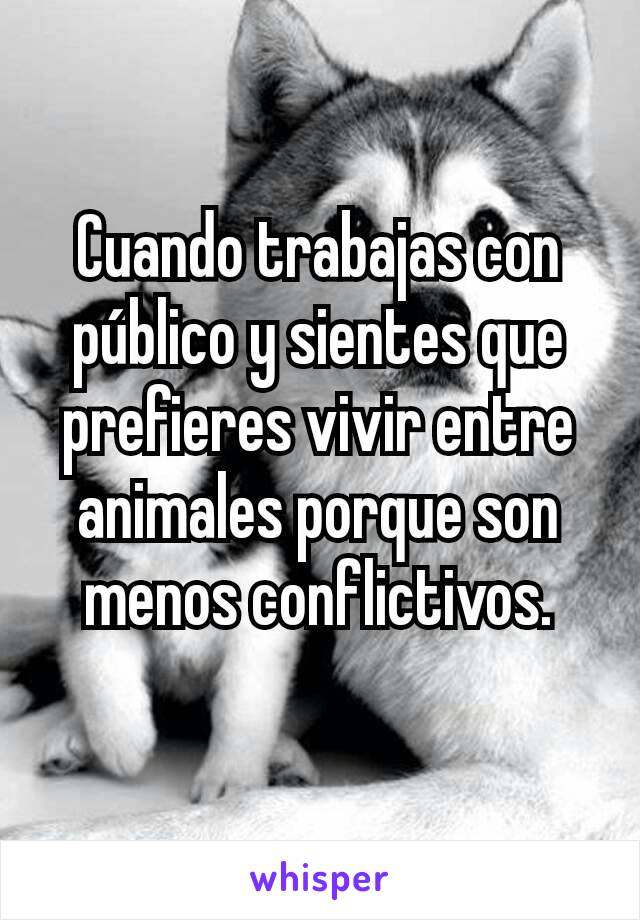 Cuando trabajas con público y sientes que prefieres vivir entre animales porque son menos conflictivos.
