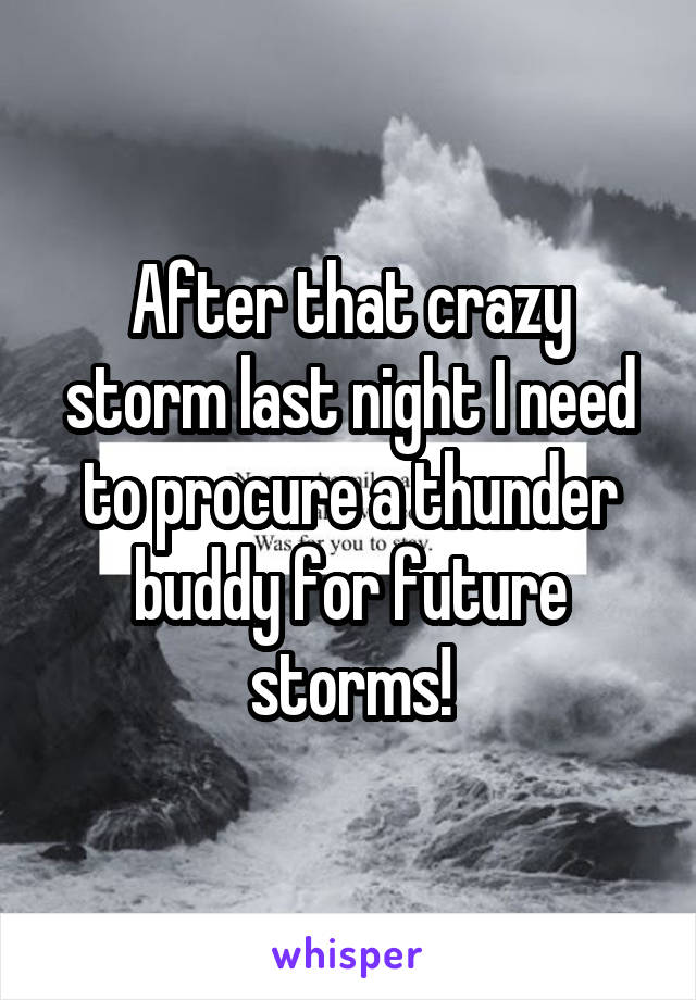 After that crazy storm last night I need to procure a thunder buddy for future storms!
