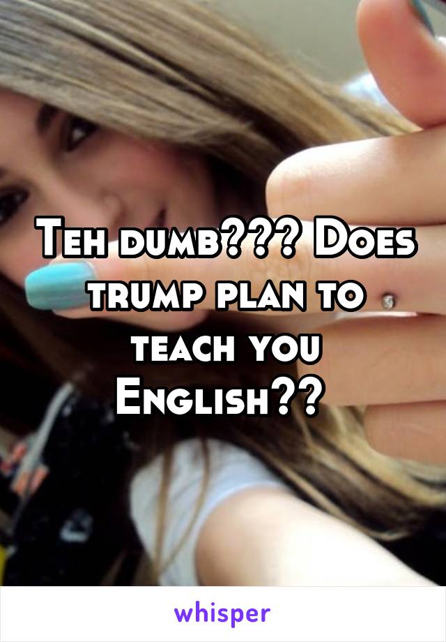 Teh dumb??? Does trump plan to teach you English?? 