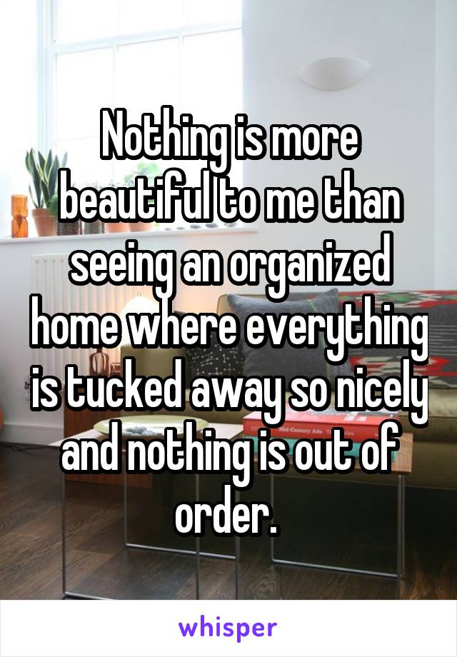 Nothing is more beautiful to me than seeing an organized home where everything is tucked away so nicely and nothing is out of order. 
