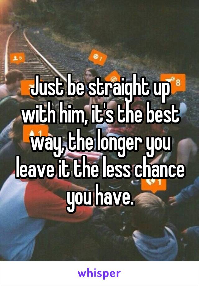 Just be straight up with him, it's the best way, the longer you leave it the less chance you have.