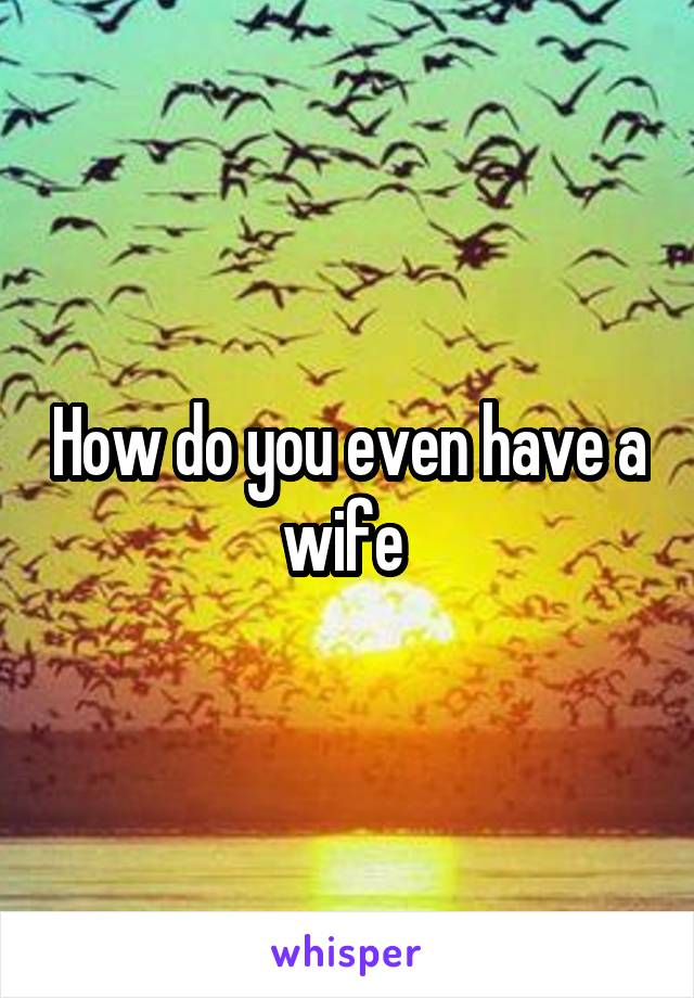 How do you even have a wife 