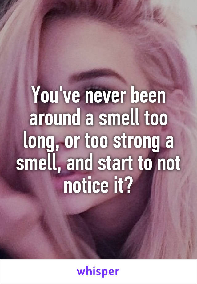 You've never been around a smell too long, or too strong a smell, and start to not notice it?