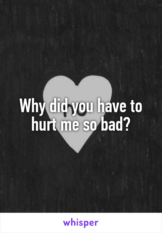 Why did you have to hurt me so bad?