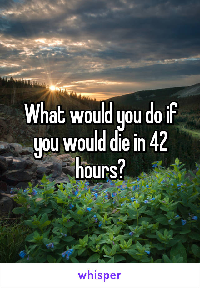 What would you do if you would die in 42 hours?