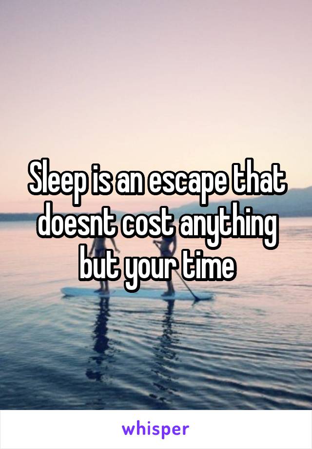 Sleep is an escape that doesnt cost anything but your time