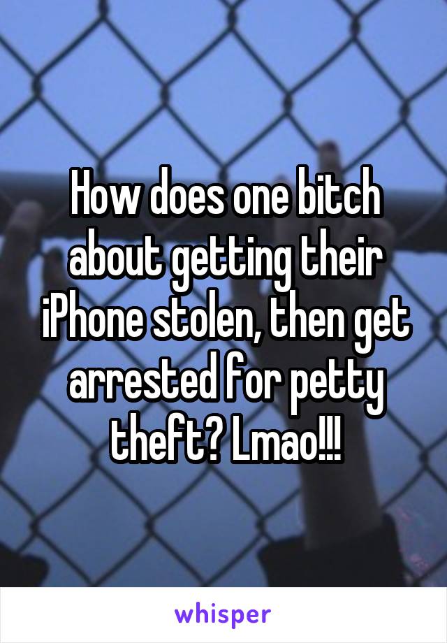 How does one bitch about getting their iPhone stolen, then get arrested for petty theft? Lmao!!!