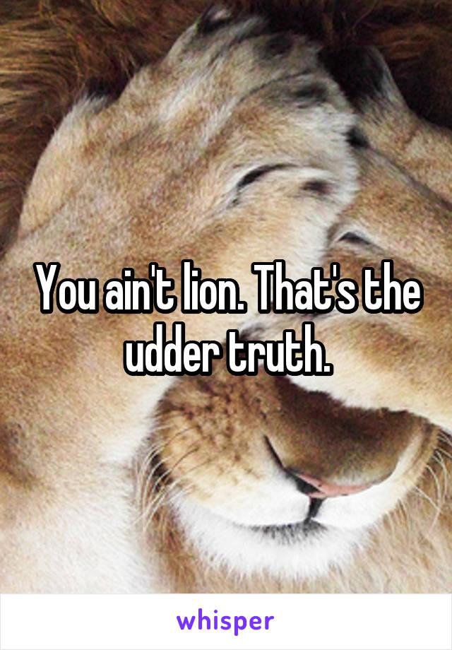You ain't lion. That's the udder truth.