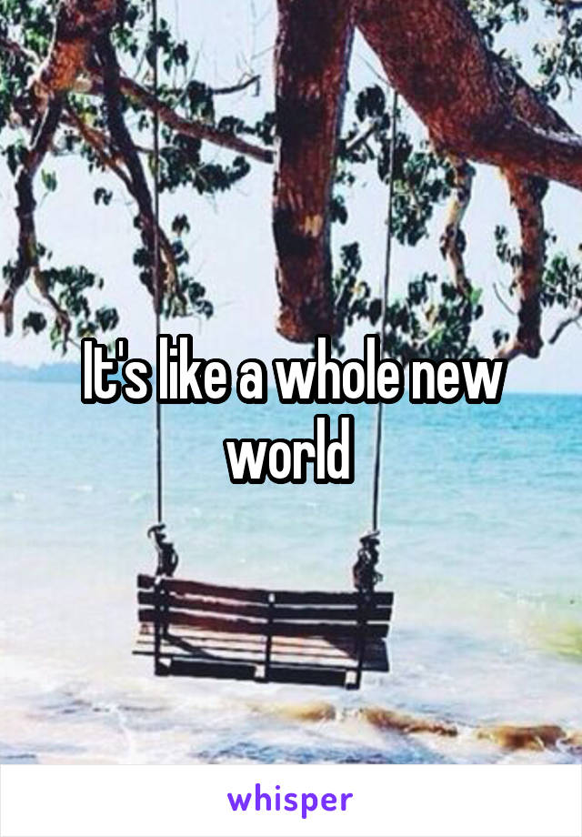 It's like a whole new world 