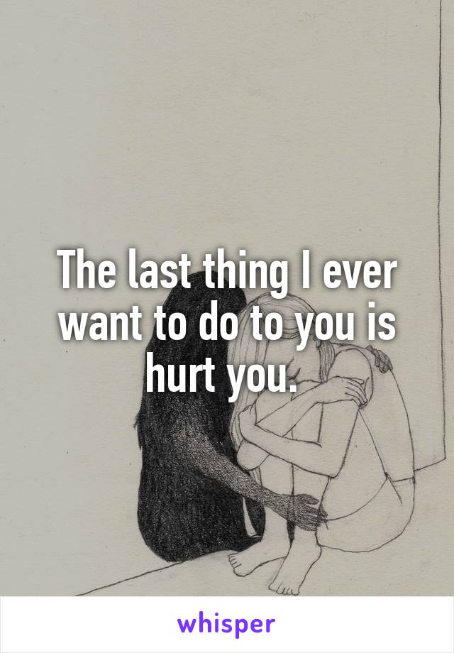The last thing I ever want to do to you is hurt you. 