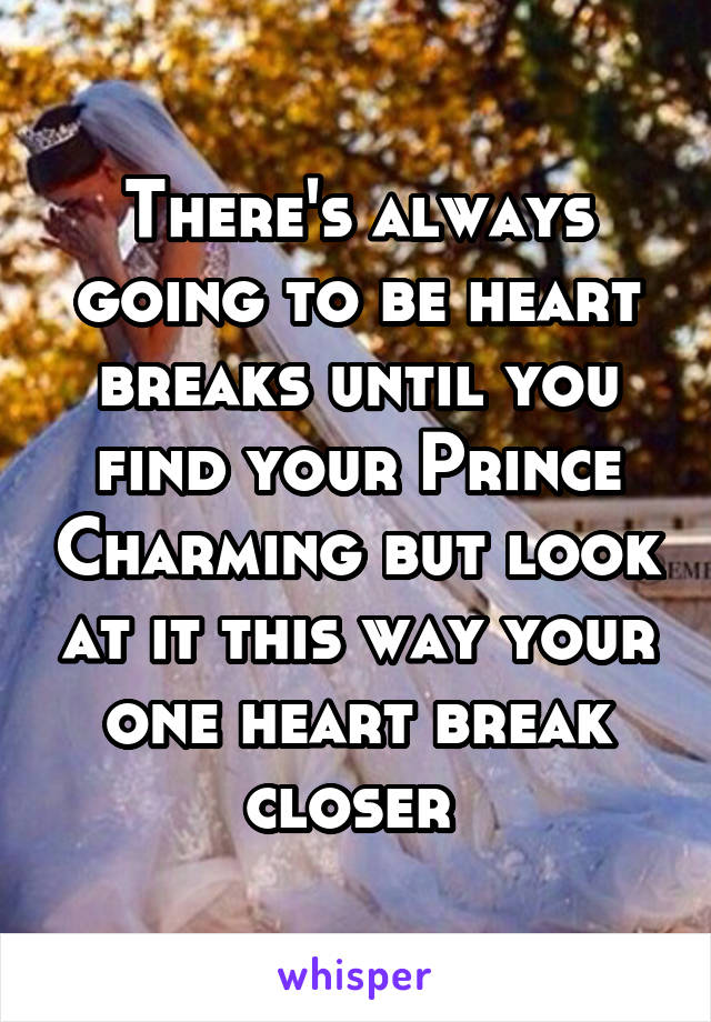 There's always going to be heart breaks until you find your Prince Charming but look at it this way your one heart break closer 