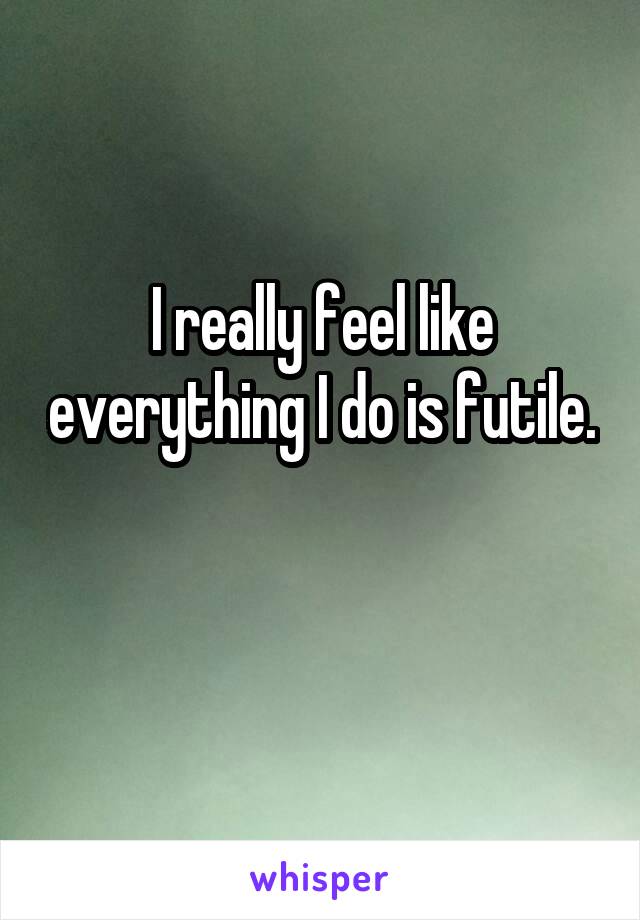 I really feel like everything I do is futile. 
