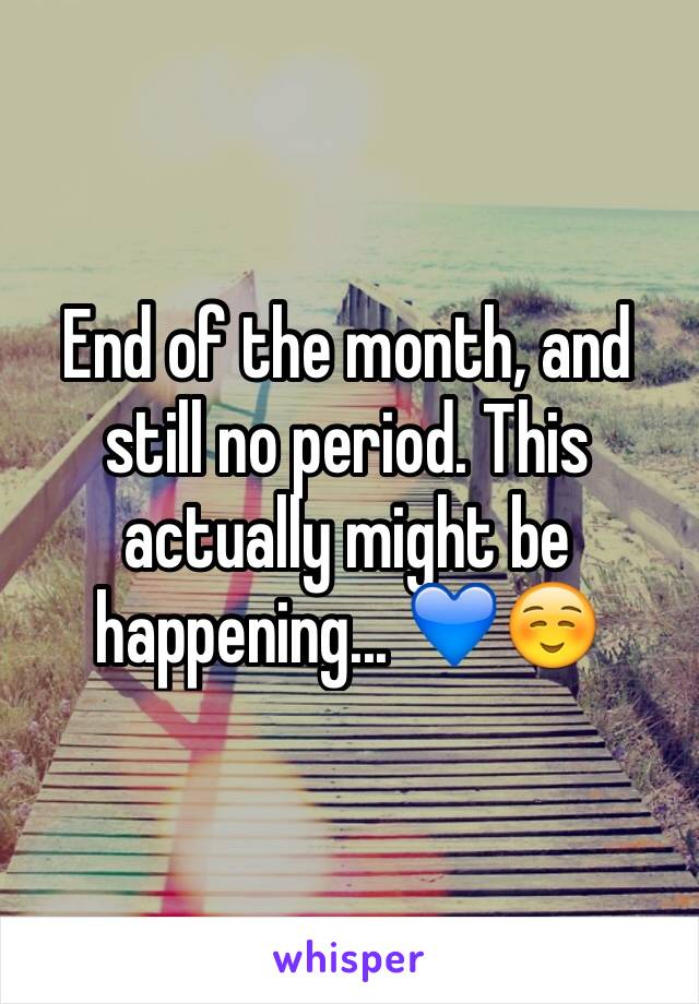 End of the month, and still no period. This actually might be happening... 💙☺️
