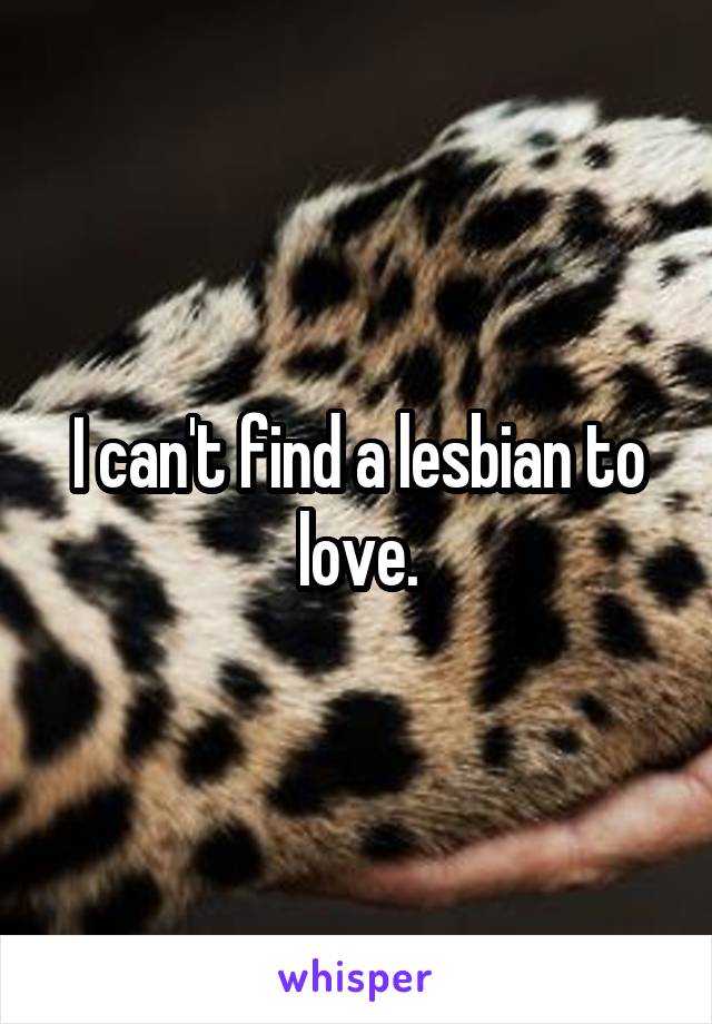 I can't find a lesbian to love.