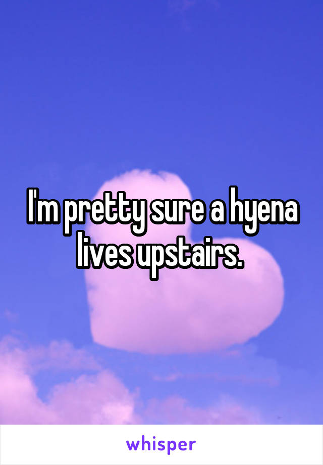 I'm pretty sure a hyena lives upstairs. 
