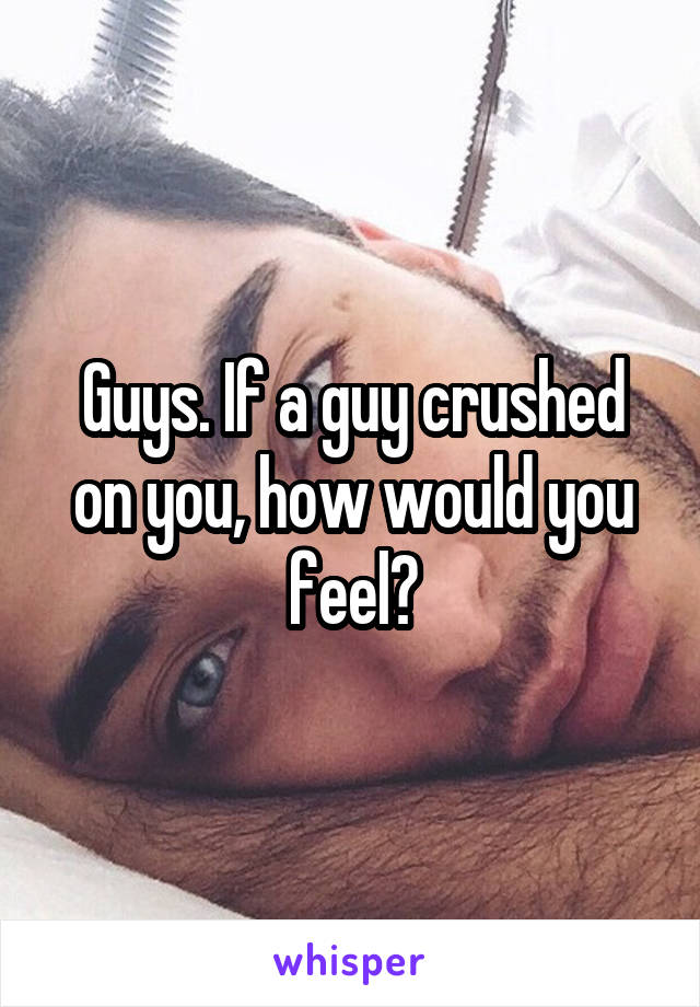 Guys. If a guy crushed on you, how would you feel?