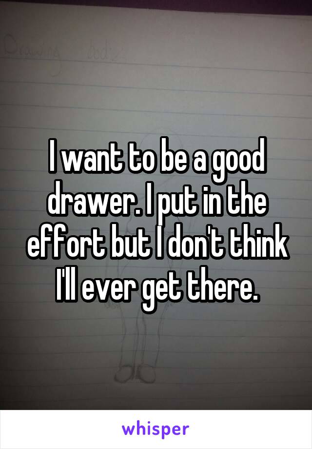I want to be a good drawer. I put in the effort but I don't think I'll ever get there.