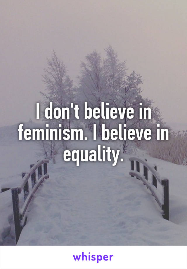 I don't believe in feminism. I believe in equality.