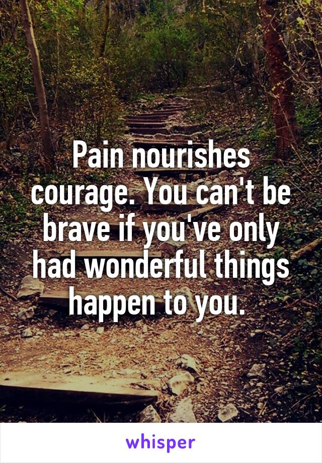 Pain nourishes courage. You can't be brave if you've only had wonderful things happen to you. 