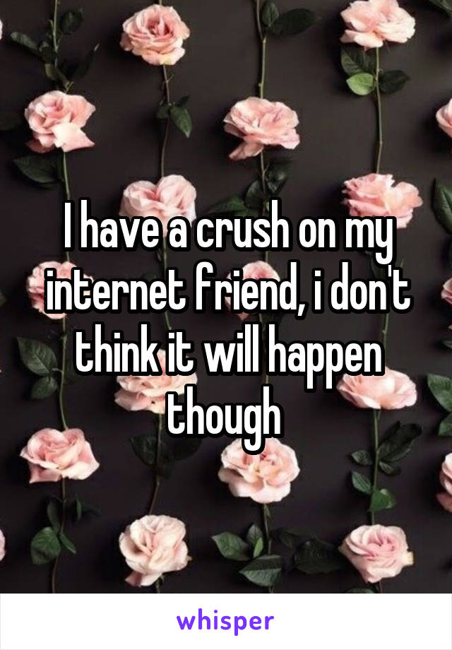 I have a crush on my internet friend, i don't think it will happen though 